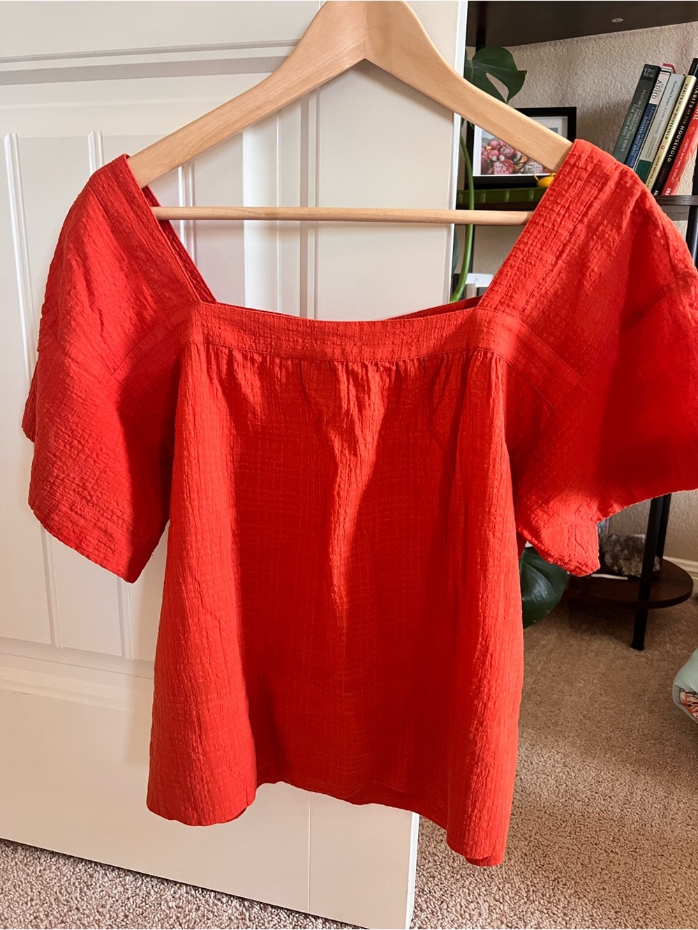 Madewell Orange Square Neck Top